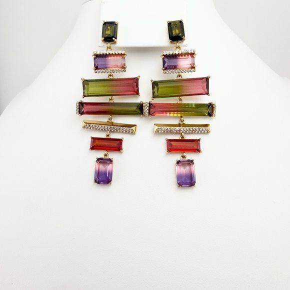 Kate Spade Jewelry - Kate Spade Gold Plated GEO Gem Chandelier Drop Statement Earrings